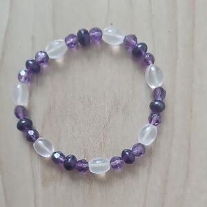 Elegant Purple and White Beaded Bracelet